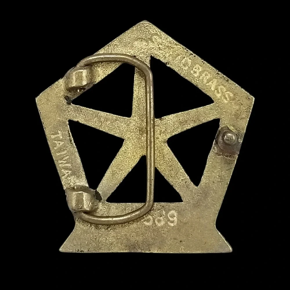 Belt Buckle Vintage Chrysler Pentastar Logo Solid Brass Gold Tone Automotive
